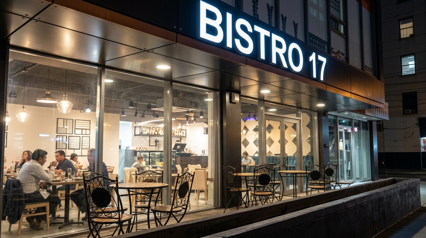 Pipera Sky Office Building — ground-floor retail, Bistro 17